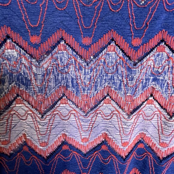 WD NY Women's Sleeveless Tank Tunic Size XL Red Multi Color Chevron Tassels - Picture 9 of 13